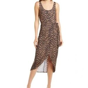 Reformation Kaila Knit Cheetah Print Wrap Midi Dress Sz. XL